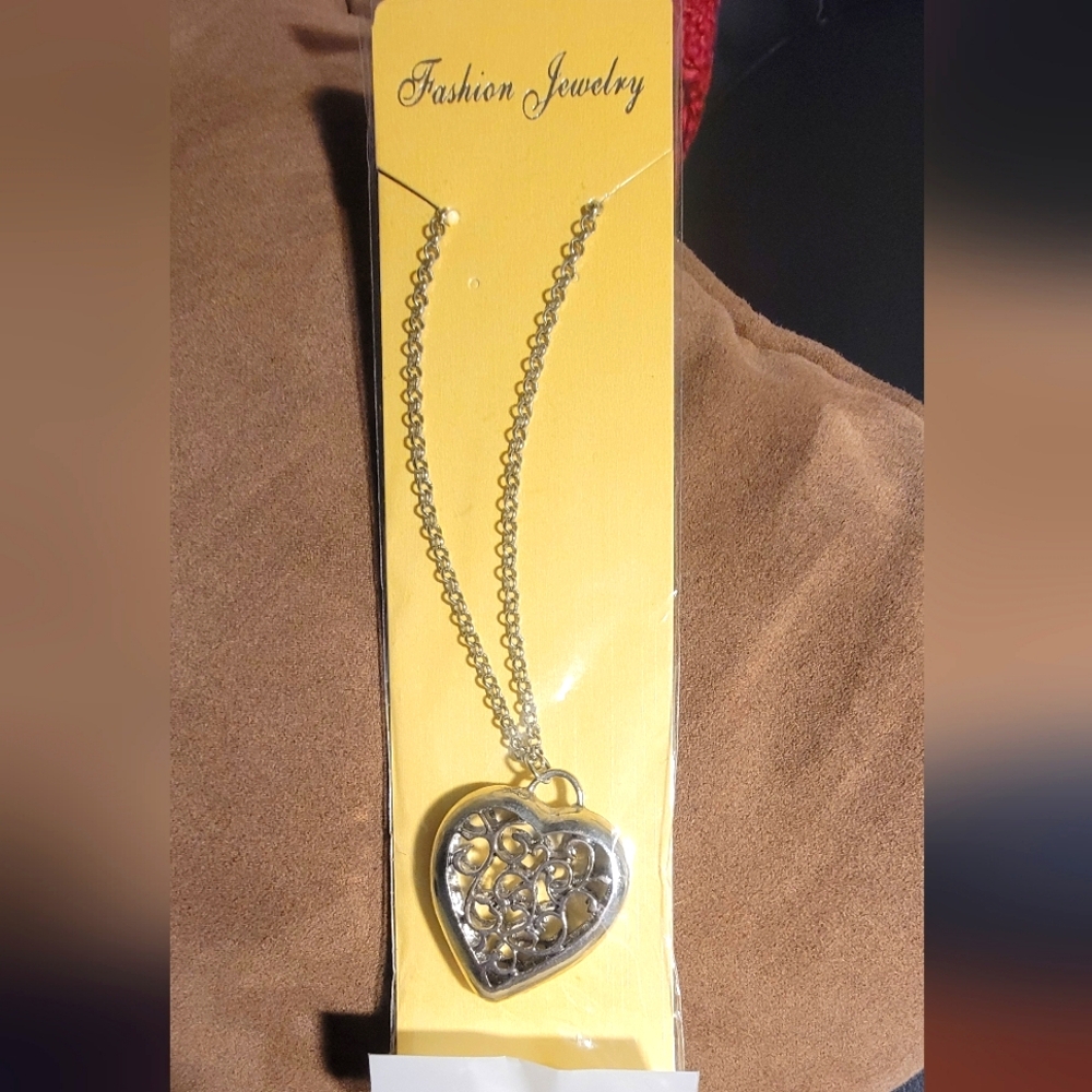 Silvertone Open Heart Necklace